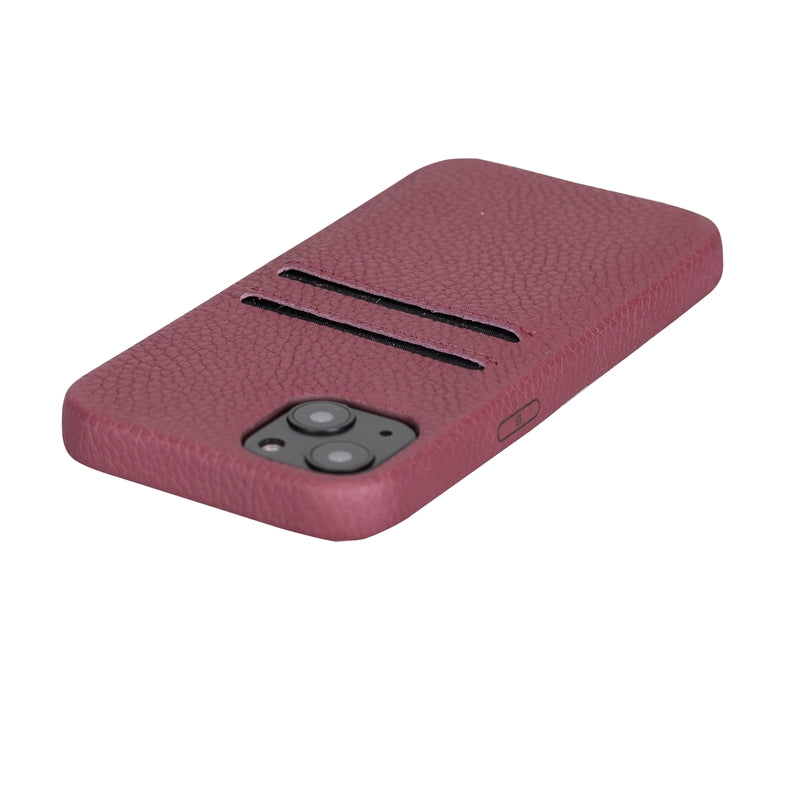 iPhone 13 Burgundy Leather Snap-On Case with Card Holder - Hardiston - 7