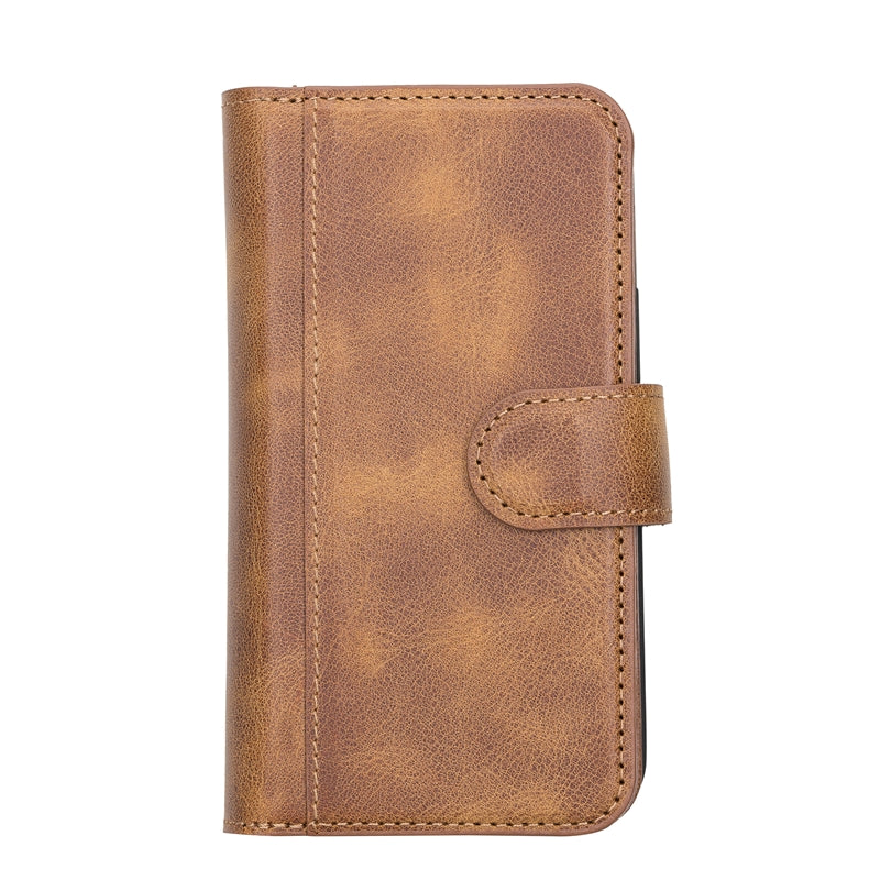 iPhone 13 Mini Amber Leather Detachable Dual 2-in-1 Wallet Case with Card Holder and MagSafe - Hardiston - 5
