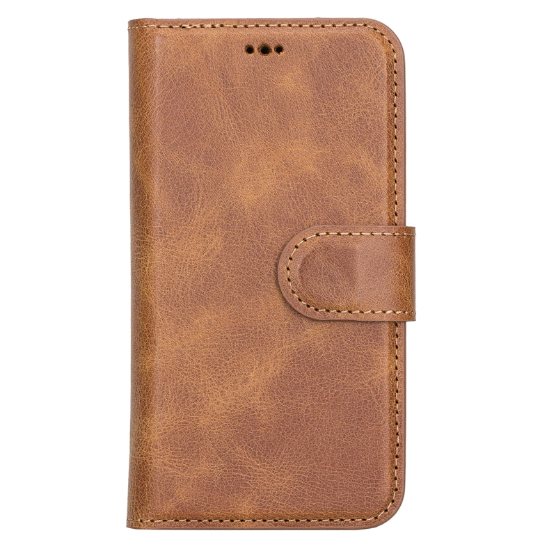 iPhone 13 Mini Amber Leather Detachable 2-in-1 Wallet Case with Card Holder and MagSafe - Hardiston - 3