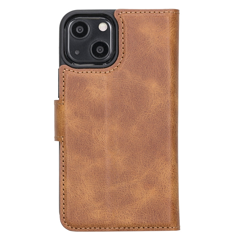 iPhone 13 Mini Amber Leather Detachable 2-in-1 Wallet Case with Card Holder and MagSafe - Hardiston - 4
