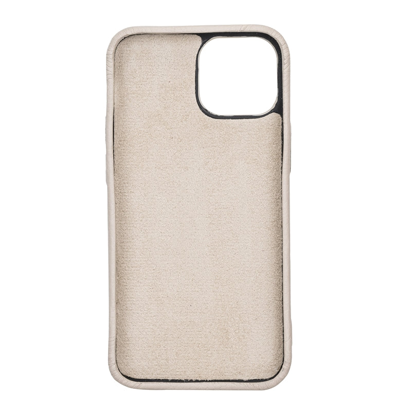 iPhone 13 Mini Beige Leather Snap-On Case with Card Holder - Hardiston - 4