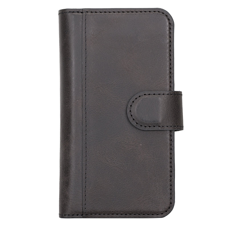 iPhone 13 Mini Black Leather Detachable Dual 2-in-1 Wallet Case with Card Holder and MagSafe - Hardiston - 4