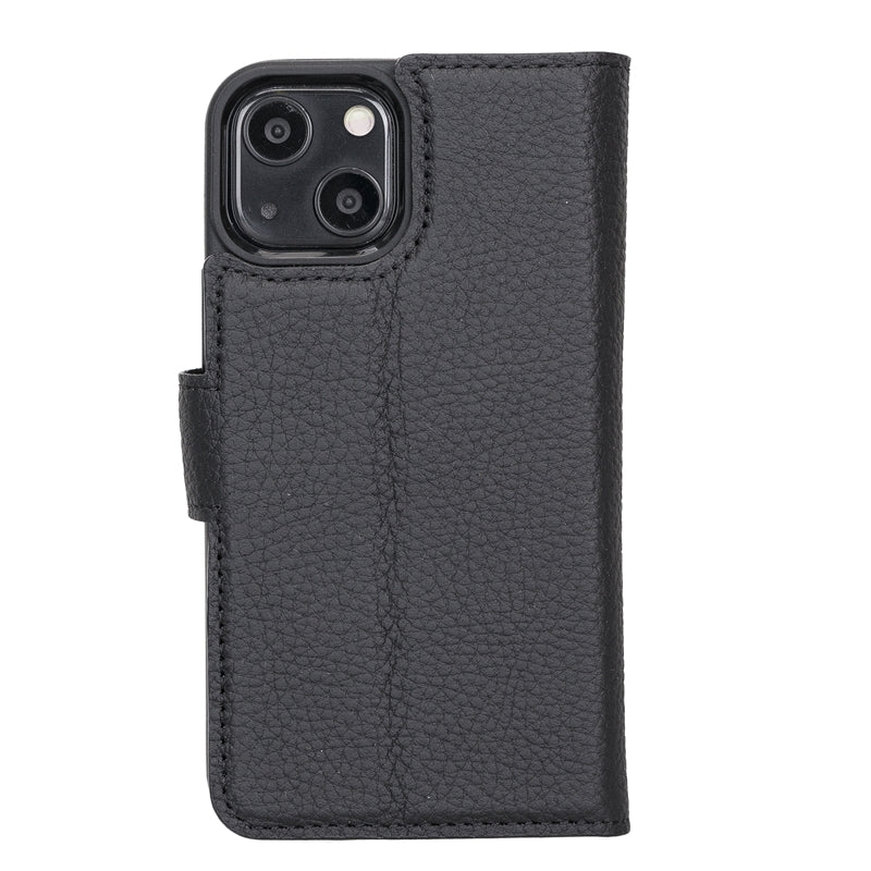 iPhone 13 Mini Black Leather Detachable 2-in-1 Wallet Case with Card Holder and MagSafe - Hardiston - 4