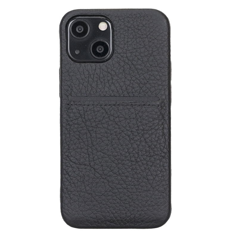 iPhone 13 Mini Black Leather Snap-On Case with Card Holder - Hardiston - 2