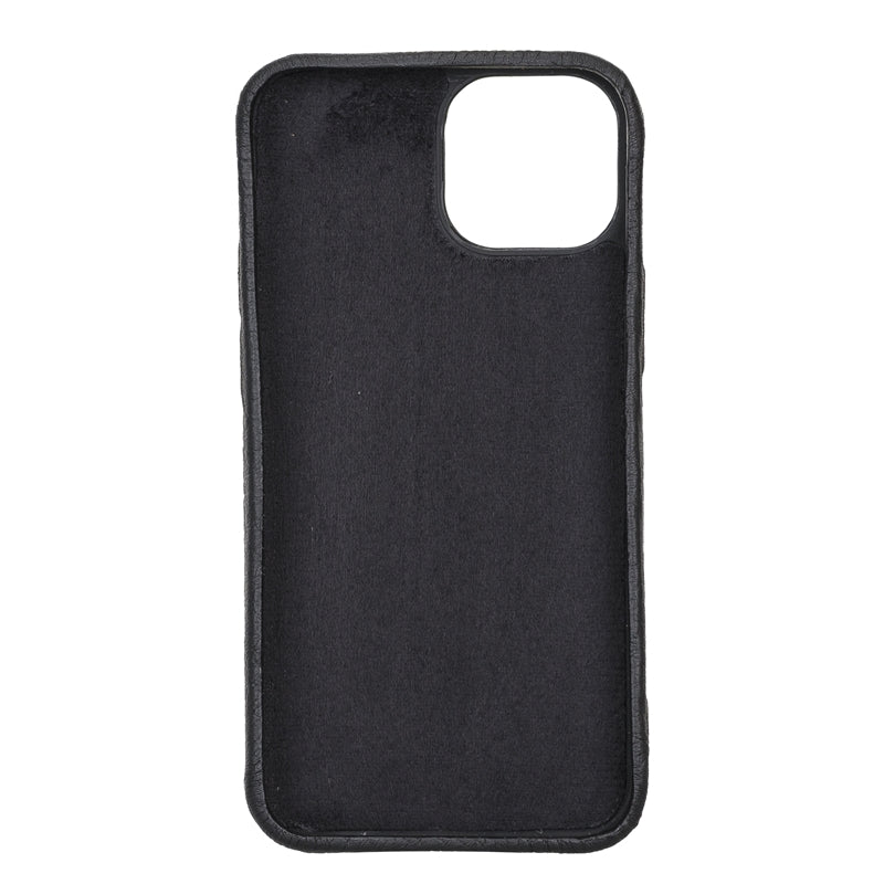 iPhone 13 Mini Black Leather Snap-On Case with Card Holder - Hardiston - 4
