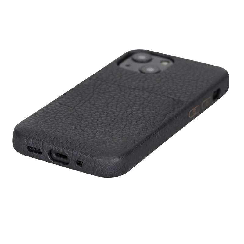 iPhone 13 Mini Black Leather Snap-On Case with Card Holder - Hardiston - 5