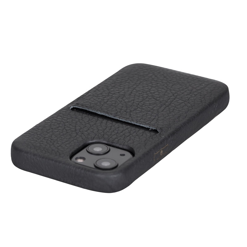iPhone 13 Mini Black Leather Snap-On Case with Card Holder - Hardiston - 7