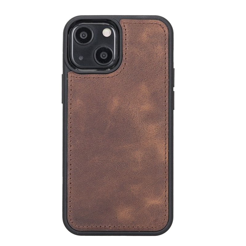 iPhone 13 Mini Brown Leather Detachable Dual 2-in-1 Wallet Case with Card Holder and MagSafe - Hardiston - 7