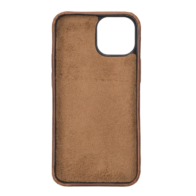 iPhone 13 Mini Brown Leather Snap-On Case with Card Holder - Hardiston - 4