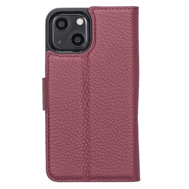 iPhone 13 Mini Burgundy Leather Detachable 2-in-1 Wallet Case with Card Holder and MagSafe - Hardiston - 4
