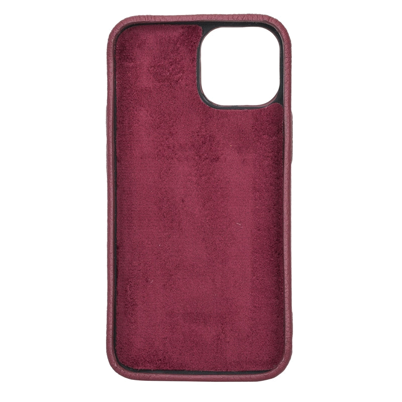 iPhone 13 Mini Burgundy Leather Snap-On Case with Card Holder - Hardiston - 4