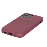 iPhone 13 Mini Burgundy Leather Snap-On Case with Card Holder - Hardiston - 6