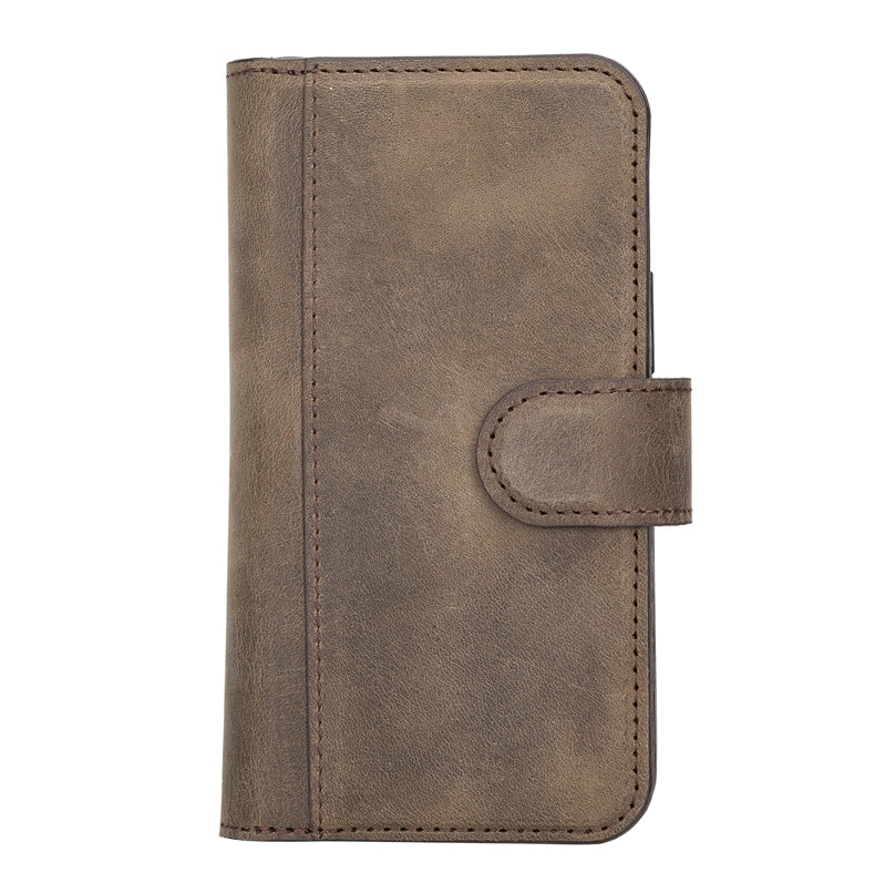 iPhone 13 Mini Mocha Leather Detachable Dual 2-in-1 Wallet Case with Card Holder and MagSafe - Hardiston - 5