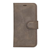 iPhone 13 Mini Mocha Leather Detachable 2-in-1 Wallet Case with Card Holder and MagSafe - Hardiston - 3