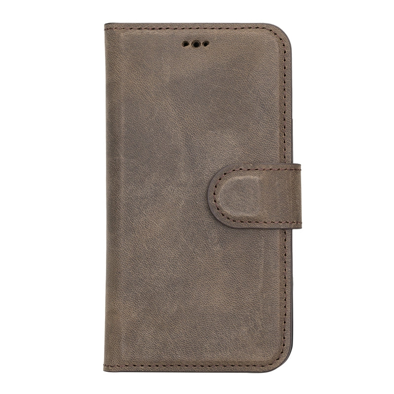 iPhone 13 Mini Mocha Leather Detachable 2-in-1 Wallet Case with Card Holder and MagSafe - Hardiston - 3