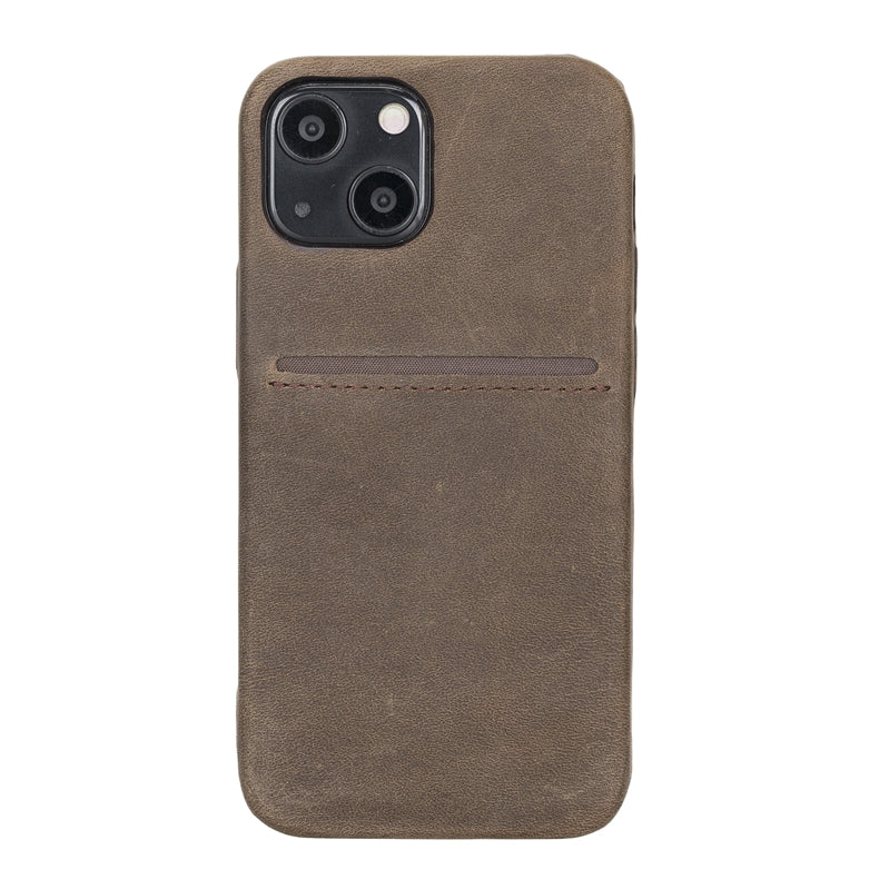 iPhone 13 Mini Mocha Leather Snap-On Case with Card Holder - Hardiston - 2