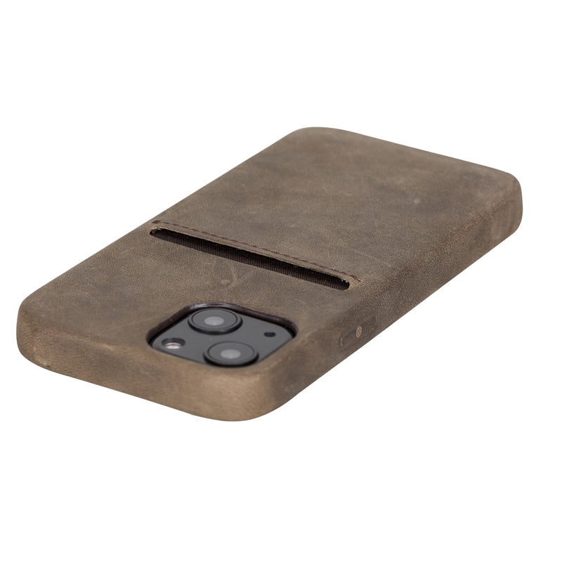 iPhone 13 Mini Mocha Leather Snap-On Case with Card Holder - Hardiston - 7