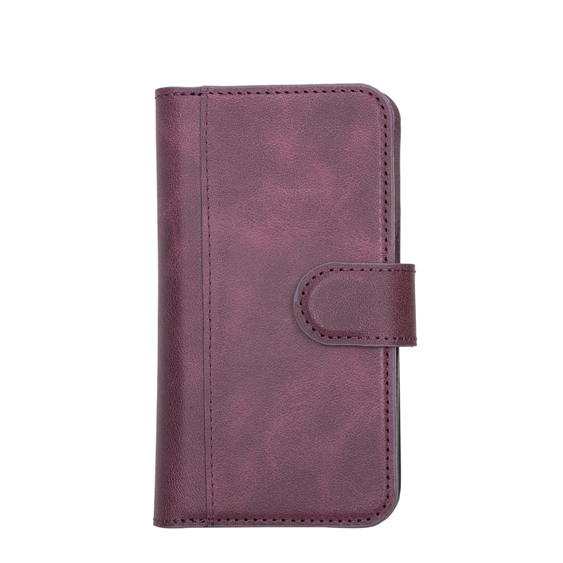 iPhone 13 Mini Purple Leather Detachable Dual 2-in-1 Wallet Case with Card Holder and MagSafe - Hardiston - 5