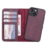 iPhone 13 Mini Purple Leather Detachable 2-in-1 Wallet Case with Card Holder and MagSafe - Hardiston - 1