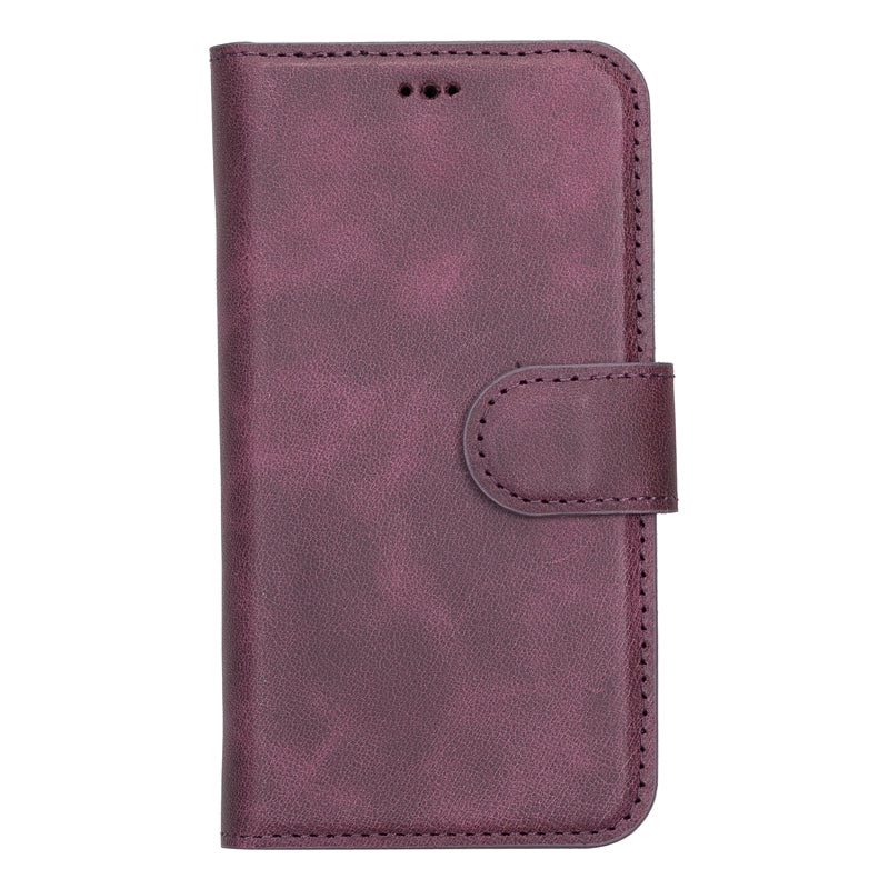 iPhone 13 Mini Purple Leather Detachable 2-in-1 Wallet Case with Card Holder and MagSafe - Hardiston - 3