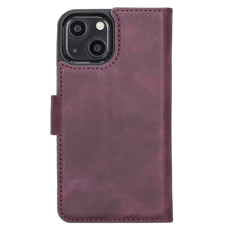 iPhone 13 Mini Purple Leather Detachable 2-in-1 Wallet Case with Card Holder and MagSafe - Hardiston - 4