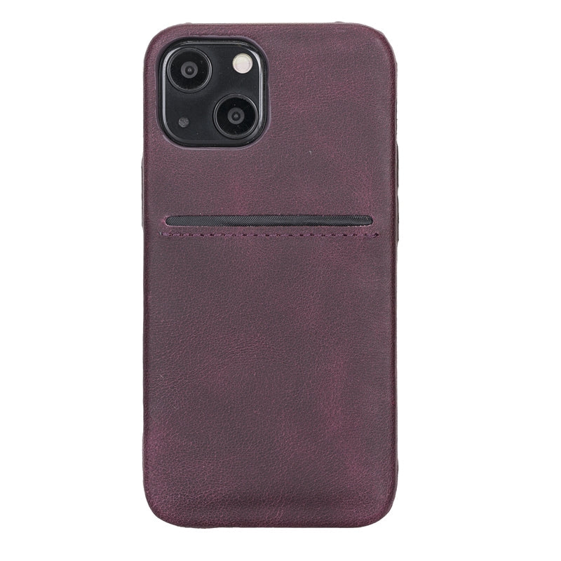 iPhone 13 Mini Purple Leather Snap-On Case with Card Holder - Hardiston - 2