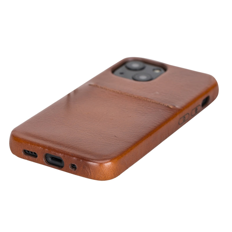 iPhone 13 Mini Russet Leather Snap-On Case with Card Holder - Hardiston - 5