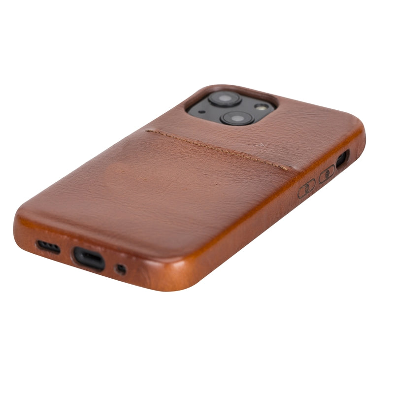 iPhone 13 Mini Russet Leather Snap-On Case with Card Holder - Hardiston - 6