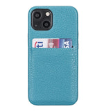 iPhone 13 Mini Turquoise Leather Snap-On Case with Card Holder - Hardiston - 1