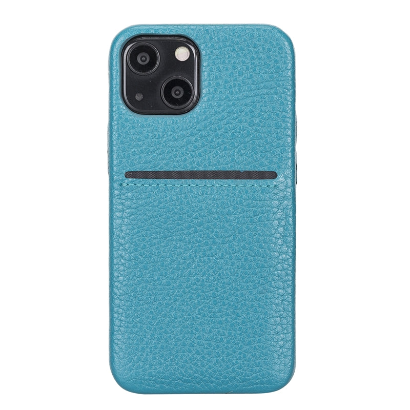 iPhone 13 Mini Turquoise Leather Snap-On Case with Card Holder - Hardiston - 2