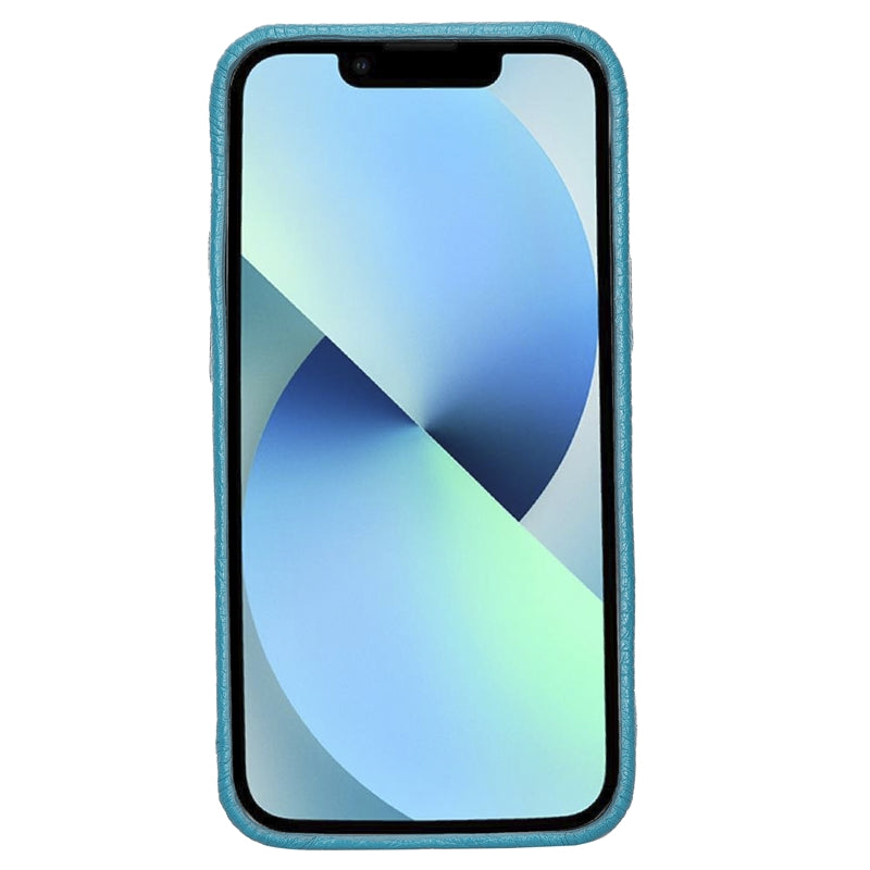 iPhone 13 Mini Turquoise Leather Snap-On Case with Card Holder - Hardiston - 3
