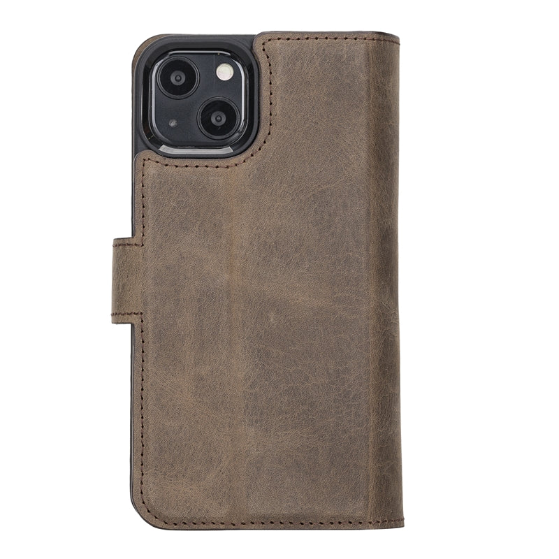 iPhone 13 Mocha Leather Detachable Dual 2-in-1 Wallet Case with Card Holder and MagSafe - Hardiston - 6