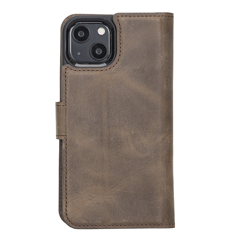 iPhone 13 Mocha Leather Detachable 2-in-1 Wallet Case with Card Holder and MagSafe - Hardiston - 4
