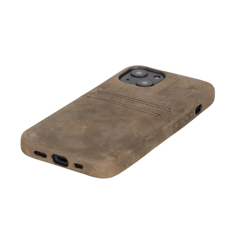 iPhone 13 Mocha Leather Snap-On Case with Card Holder - Hardiston - 6