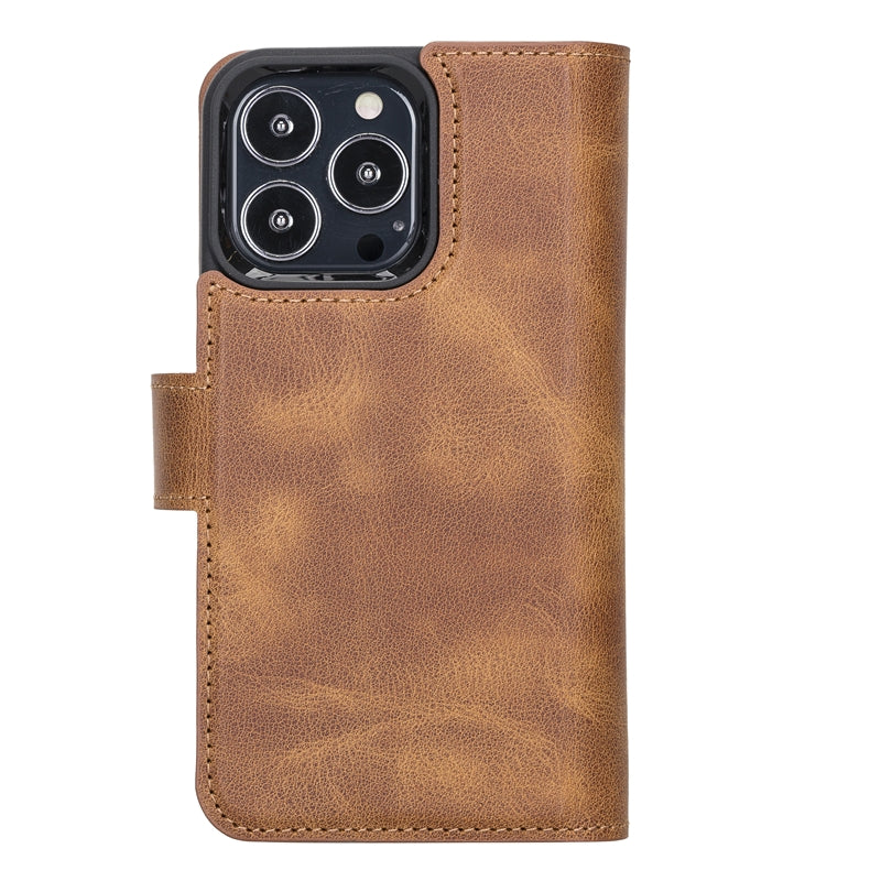 iPhone 13 Pro Amber Leather Detachable Dual 2-in-1 Wallet Case with Card Holder and MagSafe - Hardiston - 6