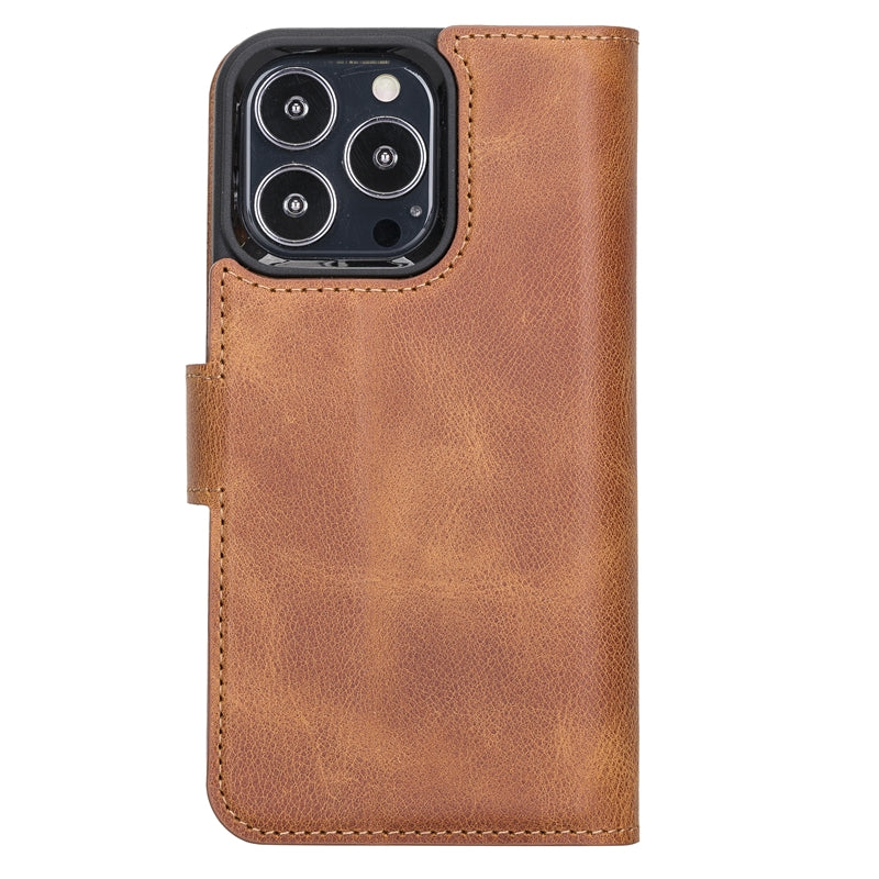 iPhone 13 Pro Amber Leather Detachable 2-in-1 Wallet Case with Card Holder and MagSafe - Hardiston - 4