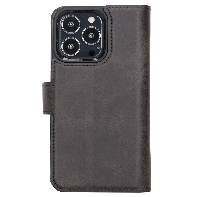 iPhone 13 Pro Black Leather Detachable Dual 2-in-1 Wallet Case with Card Holder and MagSafe - Hardiston - 6