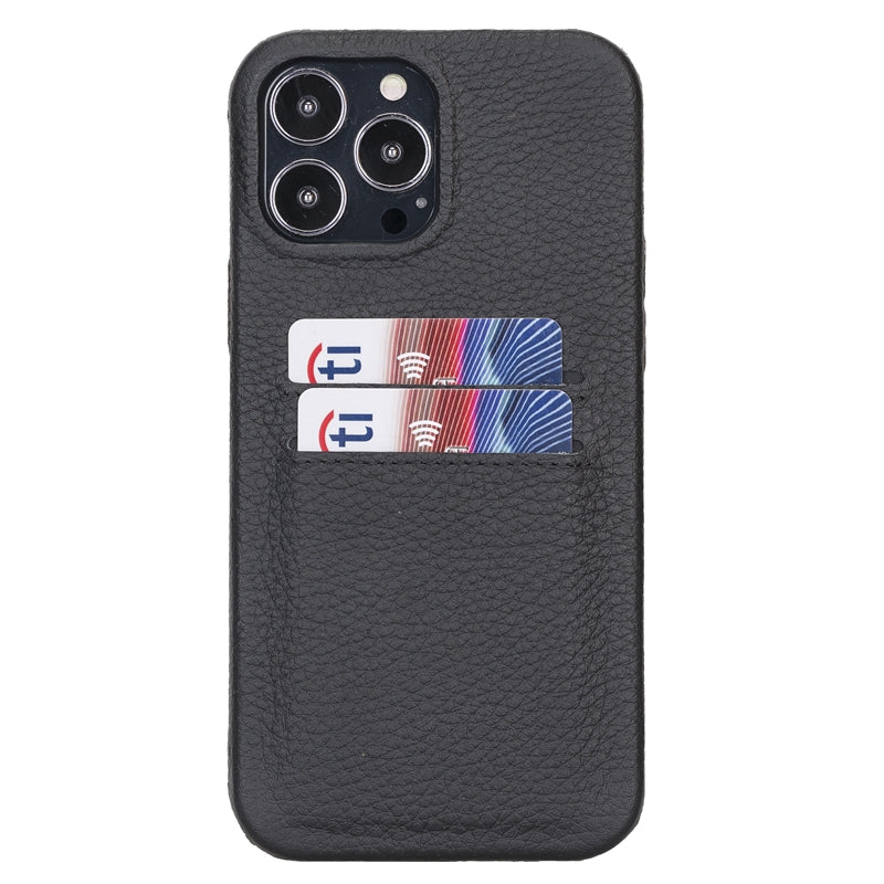 iPhone 13 Pro Black Leather Snap-On Case with Card Holder - Hardiston - 1
