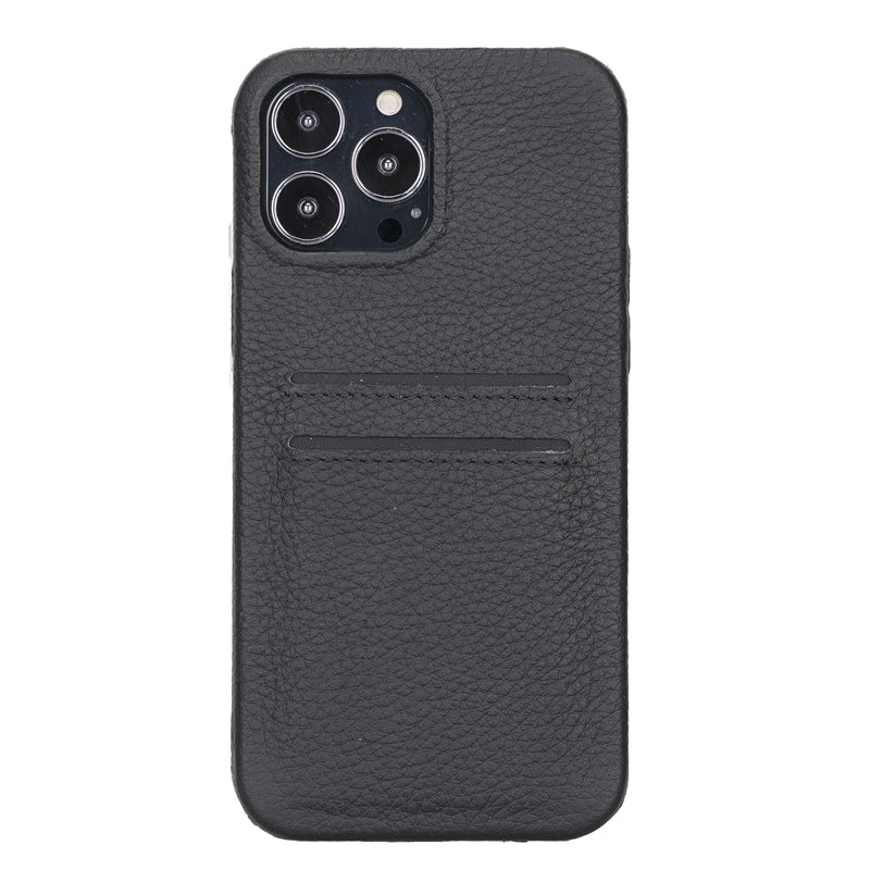 iPhone 13 Pro Black Leather Snap-On Case with Card Holder - Hardiston - 2