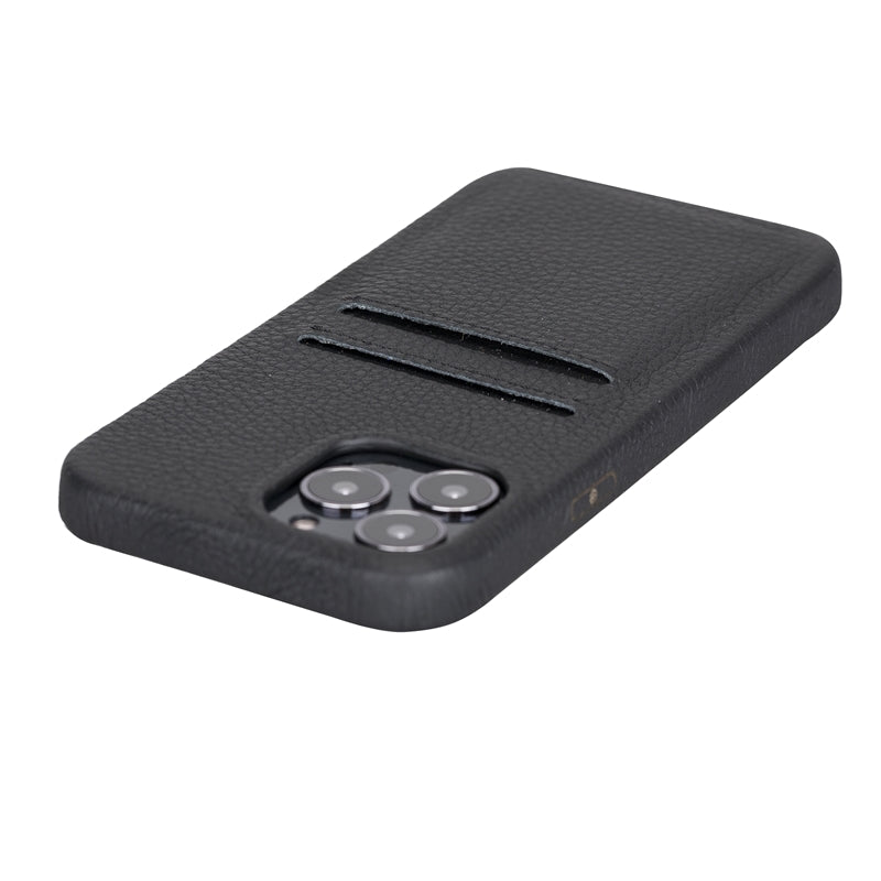 iPhone 13 Pro Black Leather Snap-On Case with Card Holder - Hardiston - 7