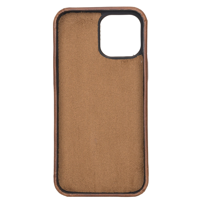 iPhone 13 Pro Brown Leather Snap-On Case with Card Holder - Hardiston - 4