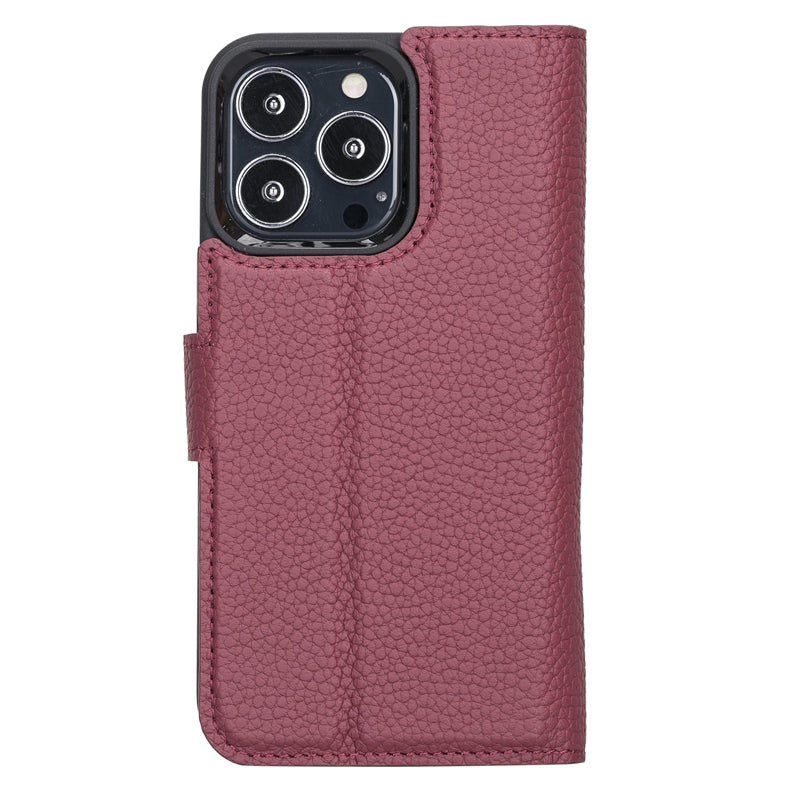 iPhone 13 Pro Burgundy Leather Detachable 2-in-1 Wallet Case with Card Holder and MagSafe - Hardiston - 4