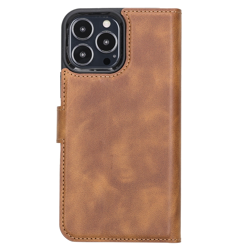 iPhone 13 Pro Max Amber Leather Detachable 2-in-1 Wallet Case with Card Holder and MagSafe - Hardiston - 4