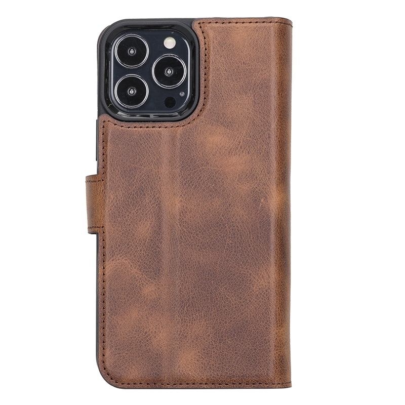 iPhone 13 Pro Max Brown Leather Detachable Dual 2-in-1 Wallet Case with Card Holder and MagSafe - Hardiston - 6