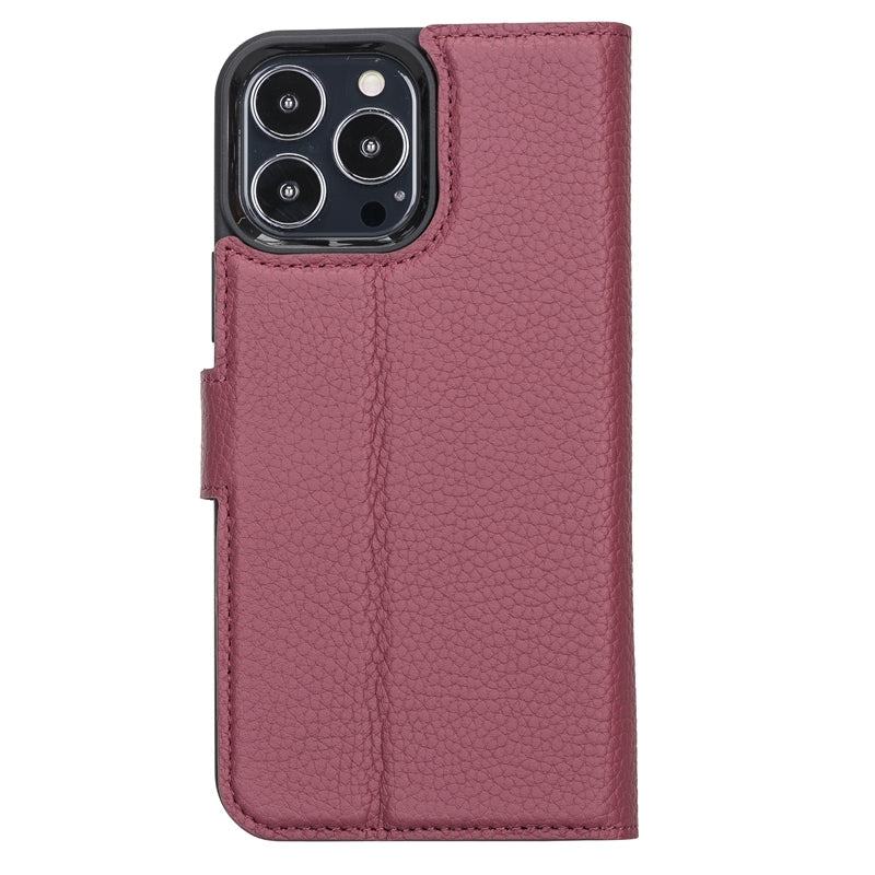 iPhone 13 Pro Max Burgundy Leather Detachable 2-in-1 Wallet Case with Card Holder and MagSafe - Hardiston - 4