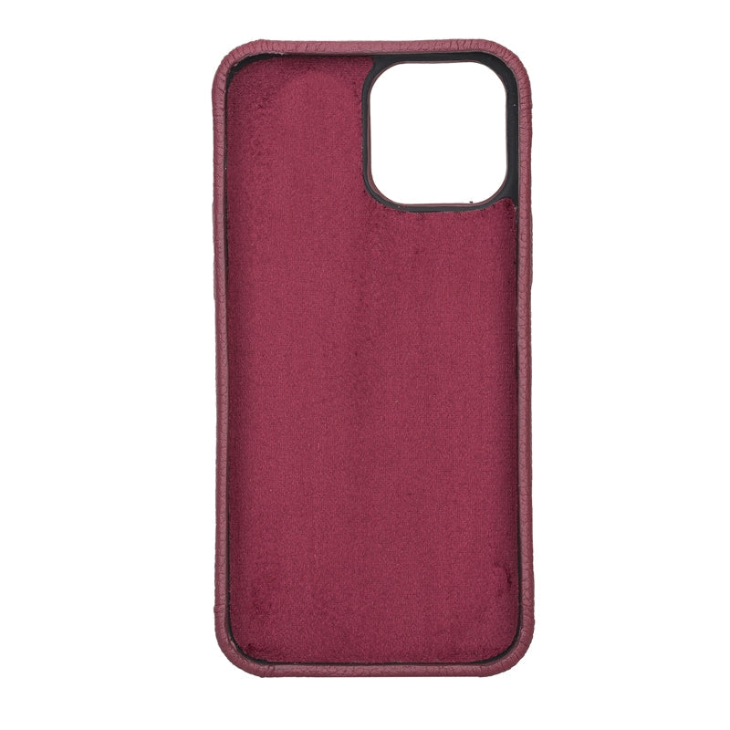 iPhone 13 Pro Max Burgundy Leather Snap-On Case with Card Holder - Hardiston - 4