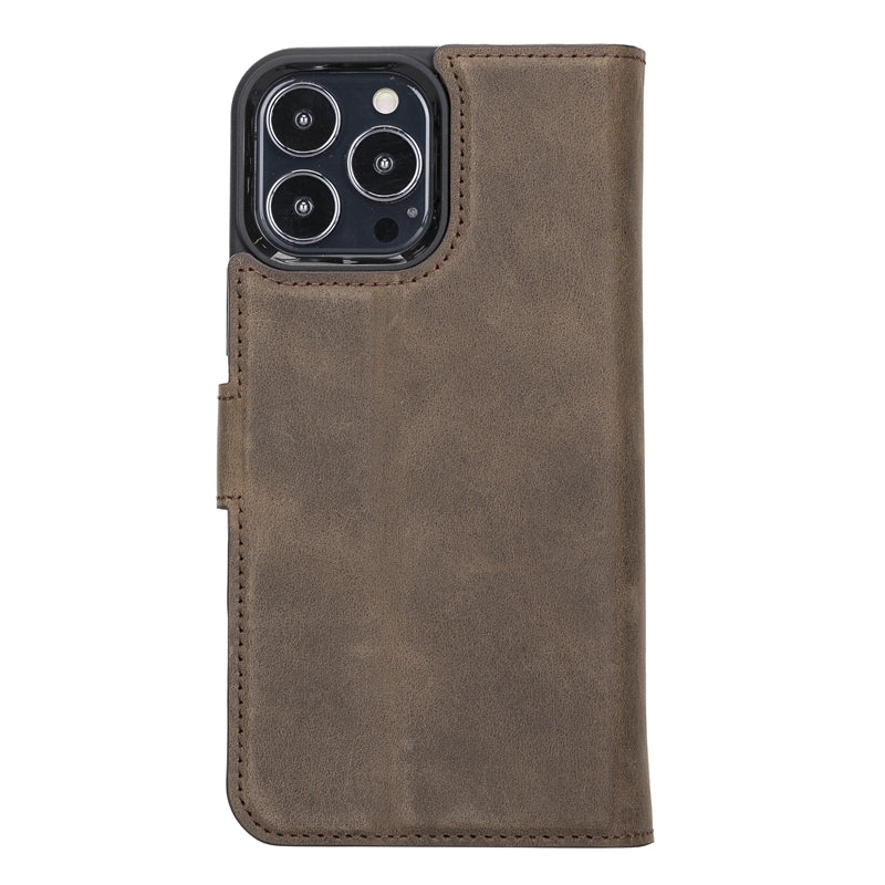 iPhone 13 Pro Max Mocha Leather Detachable Dual 2-in-1 Wallet Case with Card Holder and MagSafe - Hardiston - 6