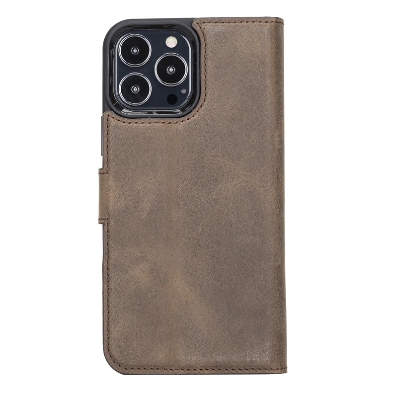 iPhone 13 Pro Max Mocha Leather Detachable 2-in-1 Wallet Case with Card Holder and MagSafe - Hardiston - 4