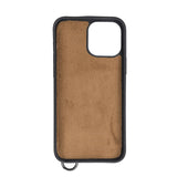 iPhone 13 Pro Max Mocha Leather Snap-On Card Holder Case with Back Strap - Hardiston - 4