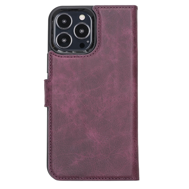 iPhone 13 Pro Max Purple Leather Detachable 2-in-1 Wallet Case with Card Holder and MagSafe - Hardiston - 4